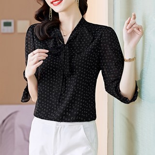 ATTERLIC 大尺碼字母印花7分袖襯衫