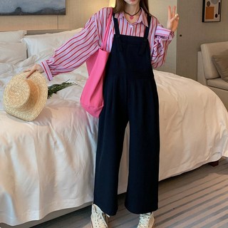 MEICHEL 復古襯衫九分吊帶褲兩件式套裝 00830