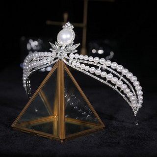 LUNAGLAM 葉子線條奢華婚禮皇冠 王冠 WC406, 1個, 銀色 G款