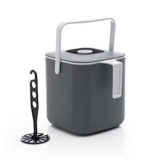 摩登法式分離式廚餘桶 3L + 按壓器, 灰色