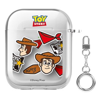 TOY STORY 玩具總動員 AirPods 1/2貼紙透明保護殼+鑰匙圈, 單品, 胡迪