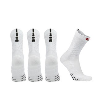 六邊形圖案籃球中筒襪 33C 4雙入, 02白色