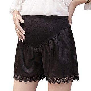 時尚圖案波浪蕾絲孕婦短褲