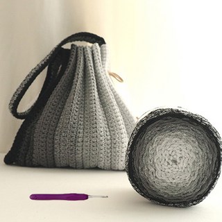 knit seasons 新手用皺褶包編織DIY套組, 黑色, 1套