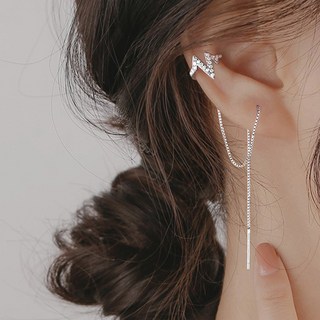 PEONIST 女性水晶耳骨夾垂墜耳環