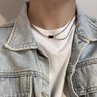 PEONIST 男女通用黑色水晶時尚項鍊