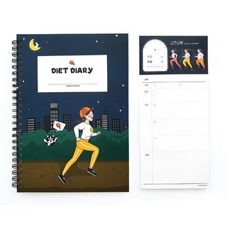 제이로그 굿이브닝 다이어트 완전정복 다이어리 + 떡메모지 세트, 혼합색상, 1세트