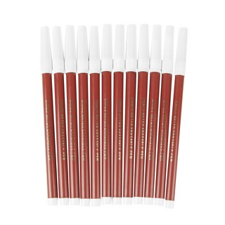 JS Trading 布料用水性裁縫粉土筆 17 x 1cm, 棕色, 12件