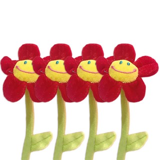 Frangonde才藝表演 畢業典禮 入學典禮 紀念日 微笑娃娃花束 4件組, 紅色花朵, 60cm