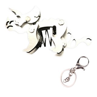 soonZAM 鋼鐵擬真銀色3D DIY模型 56 三角龍鑰匙圈製作, 1個