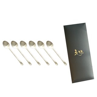 Nothyang 韓國手工銅器 摩登茶匙 6入 + 禮品盒套組, 1套, 茶匙 6入 + 禮品盒