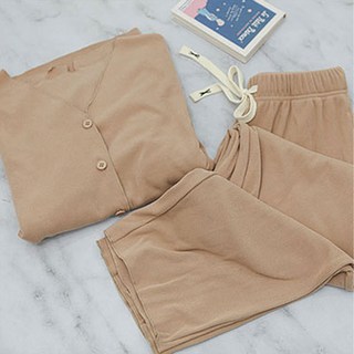 GLAM GONGGAM 女款長袖拉絨兩件式睡衣