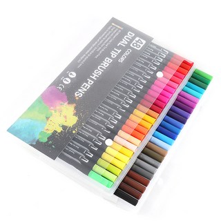 雙頭軟筆麥克筆組 黑色筆桿, 48色, 1套