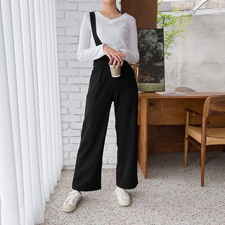 Paperments 單肩寬鬆闊腿休閒吊帶西裝褲 02447