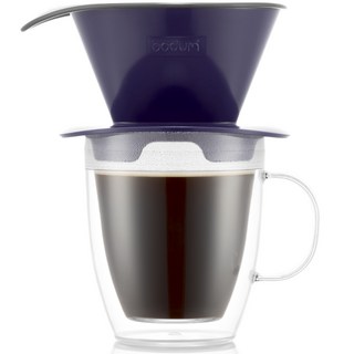 bodum 手沖咖啡濾杯與雙層馬克杯 0.3L, 午夜, 1個