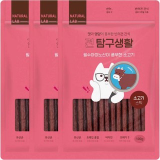 네츄럴랩 견탐구생활 스틱 간식, 소고기, 100g, 3개