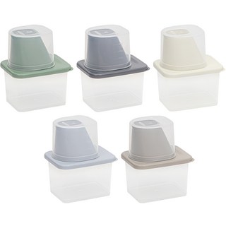 EASY&FREE 穀物收納桶5入組, 白色+綠色+木灰色+海洋灰色+藍色, 1組