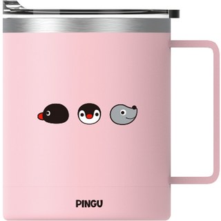 韓國 DAYNEEDS Pingu 不鏽鋼杯 + 杯蓋 350ml, 粉紅色, 1個