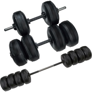BODYSTER PVC Watermax 重量可調式啞鈴槓鈴組, 35kg, 黑色