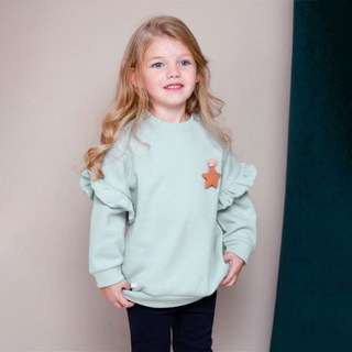 JELISPOON 女童星星裝飾褶邊寬鬆長袖T 恤