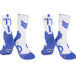 SNF 四季加厚底運動籃球足球襪 2雙組, 28 藍白色 77號