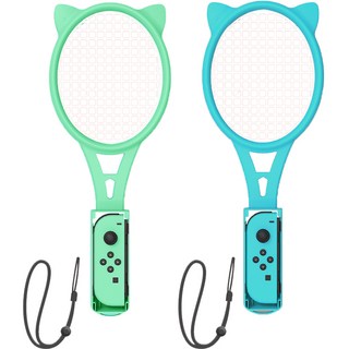 UPMARKET AKITOMO 任天堂 Switch OLED Joy-Con 貓咪網球拍握把 動物森友會 2件組, 1套, 單一商品