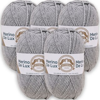 美利奴豪華毛線, 34煙灰色, 5個