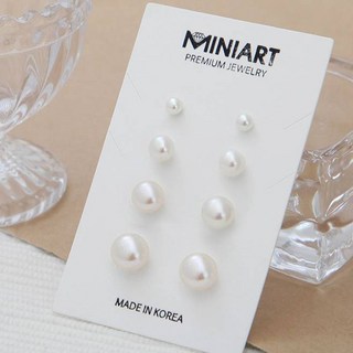 Mini Art 女款925銀珍珠耳環 4mm