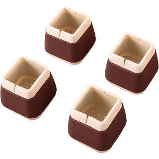 슬로우데코 소음방지 식탁다리 커버 실리콘 케이스 사각형, 브라운, 4개