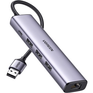 UGREEN 綠聯 USB 3.0 Gigabit有線網卡 多功能集線器, 混合色