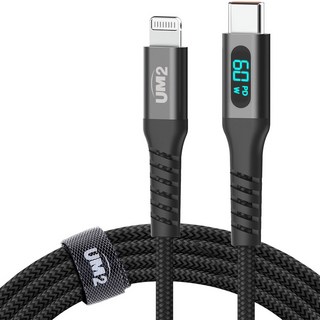 유엠투 C to 라이트닝 MfI 디스플레이 케이블 UMCA-MFi60WLED, 1.2m, 블랙, 1개