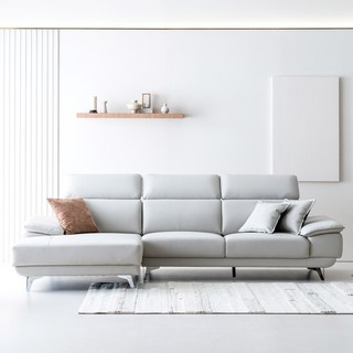 웰퍼니쳐 미스티코 카우치 가죽 4인 소파 우형, 라이트베이지