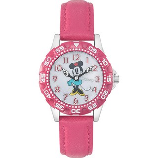 迪士尼兒童米妮小型皮革錶帶手錶 D20230MI