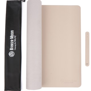 Breeze Moon 露營皮革桌墊 + 固定帶 + 收納袋, 奶油米色