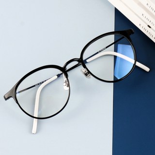 BEIMA 抗紫外線抗藍光鏡片+圓形 002 粗框鈦金屬眼鏡框 5g 超輕量