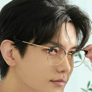 BEIMA 圓形鋼鈦金屬貓眼 L13 半框眼鏡框 + 抗藍光鏡片