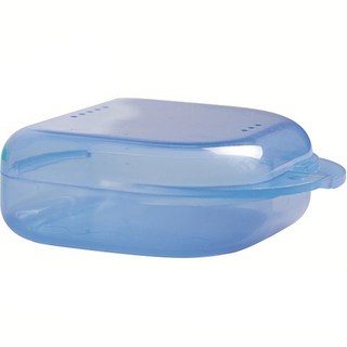 Rienvert 假牙保管盒, 透明藍色, 1入, 1個