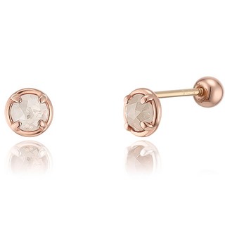 女 My Essential 生日石四月白色立方體 14K 一側穿孔 LPFL4029G + 錶殼