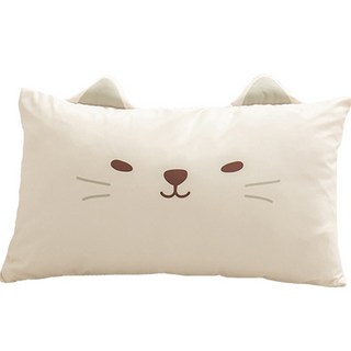 Shez Home DTP 超細纖維 動物造型枕頭(含枕芯), 喵喵米色, 1個