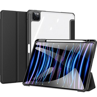 오젬 애플펜슬수납 스마트커버 투명 케이스, 블랙