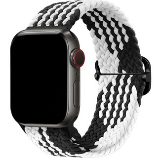 이츠라이프 애플워치 브레이드 솔로루프 버클형, 블랙 화이트 믹스