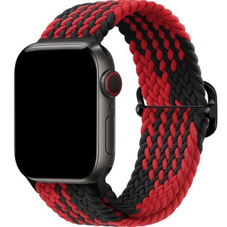 이츠라이프 애플워치 브레이드 솔로루프 버클형, 레드 블랙 믹스