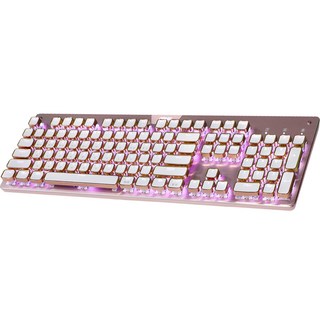 ABKO 方形復古熱插拔機械式有線標準型鍵盤, 粉紅色, K840S, 紅軸