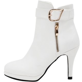 Moonhill 厚底防水台皮帶踝靴 10cm