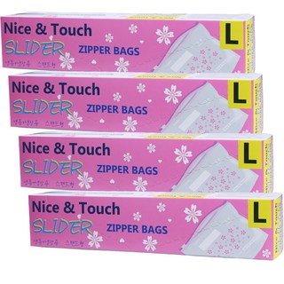 나이스앤터치 스페셜에디션 플라워 이지 슬라이더 지퍼백, 대(L), 15개입, 4개