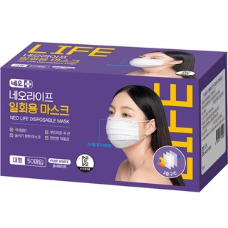 NEO 成人口罩, 1個, 純白, 50件