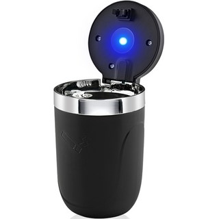 생활공식 원터치 LED 차량용 재떨이, 블랙, 1개