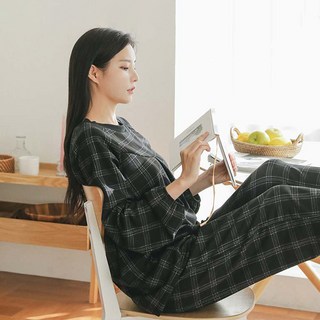 GLAM GONGGAM Brownie 女性長袖兩件式上下裝睡衣套裝