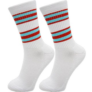 條紋狂野運動襪, 紅天藍色, 1個