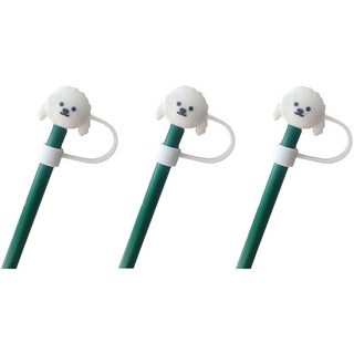 ohdala Moa Cup 設計矽膠公仔吸管蓋塞帽, 貴賓狗, 3個